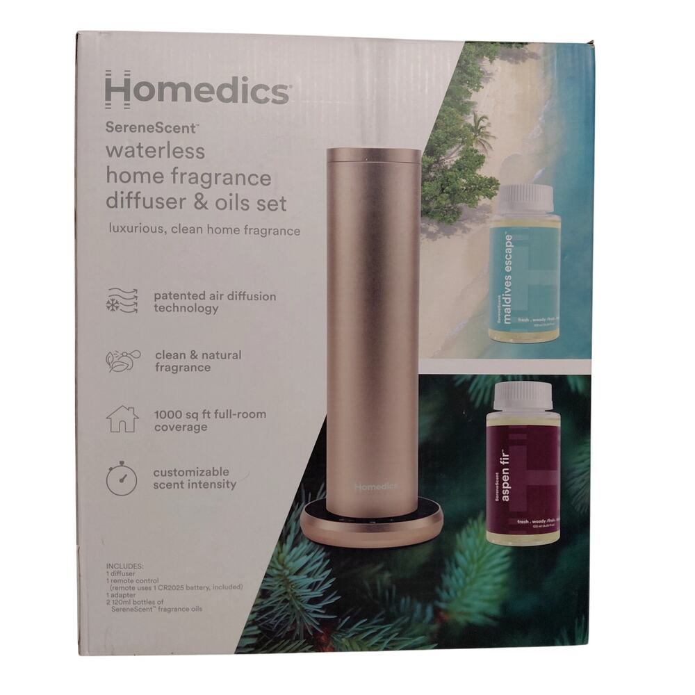 HoMedics SereneScent Waterless Home Fragrance Diffuser Starter Set - NEW IN BOX